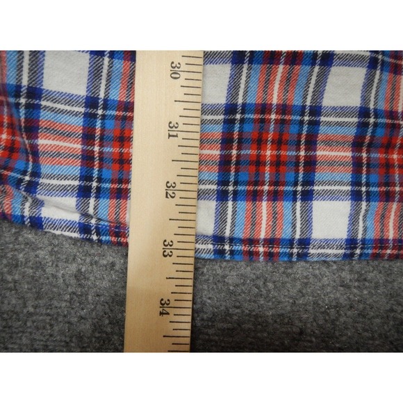 Chaps Brushed Flannel Shirt Men's Size XLT TALL Red White Blue Plaid Button Up - Picture 8 of 8